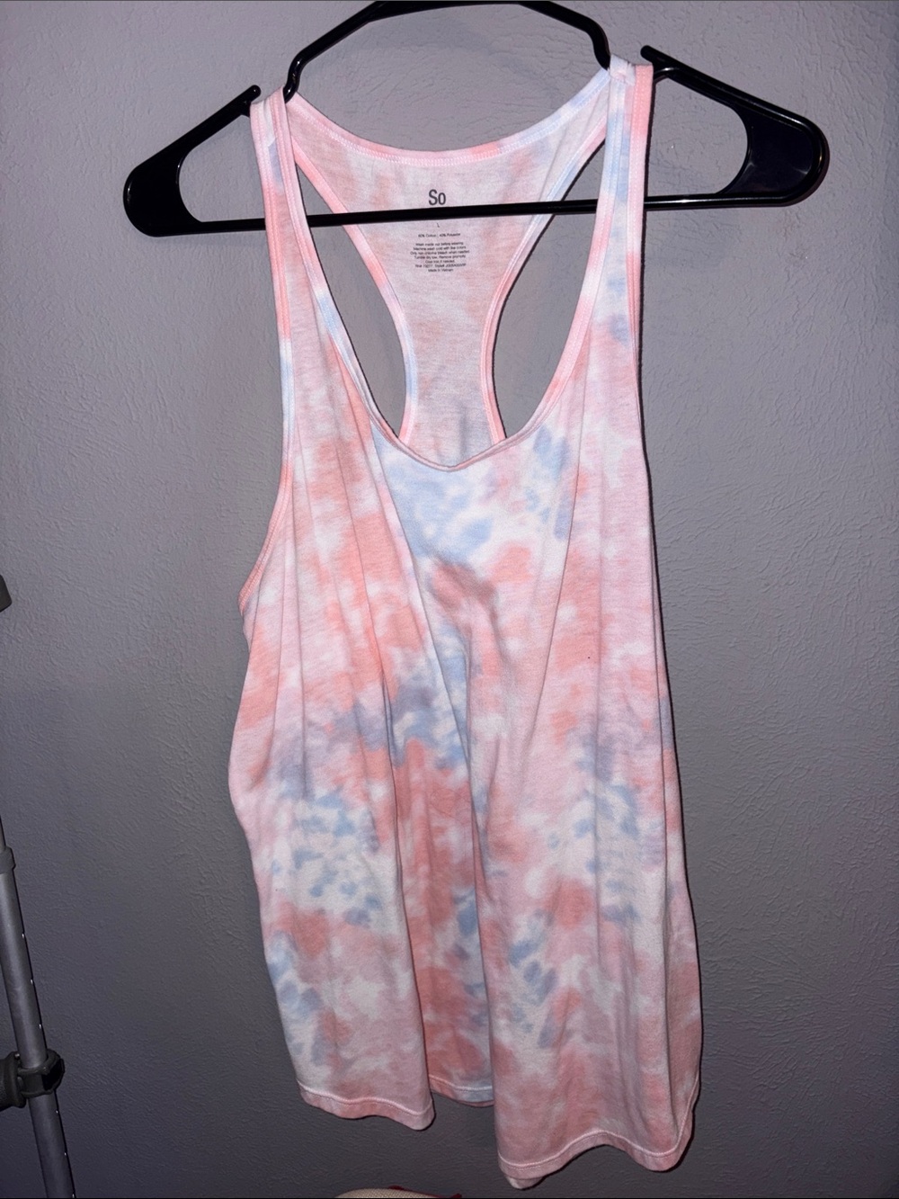 SO Pastel Tie-Dye Racerback Tank - Peach & Light Blue